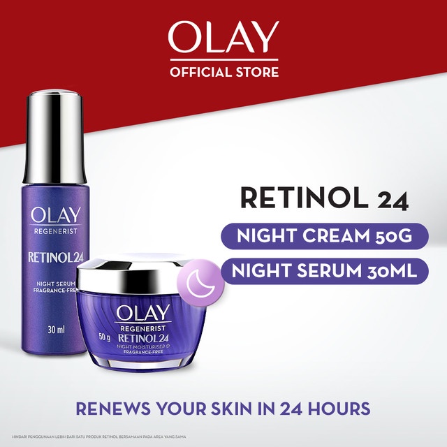 Olay Retinol 24 Set Serum & Pelembab Malam Krim Moisturizer Anti Aging Skincare