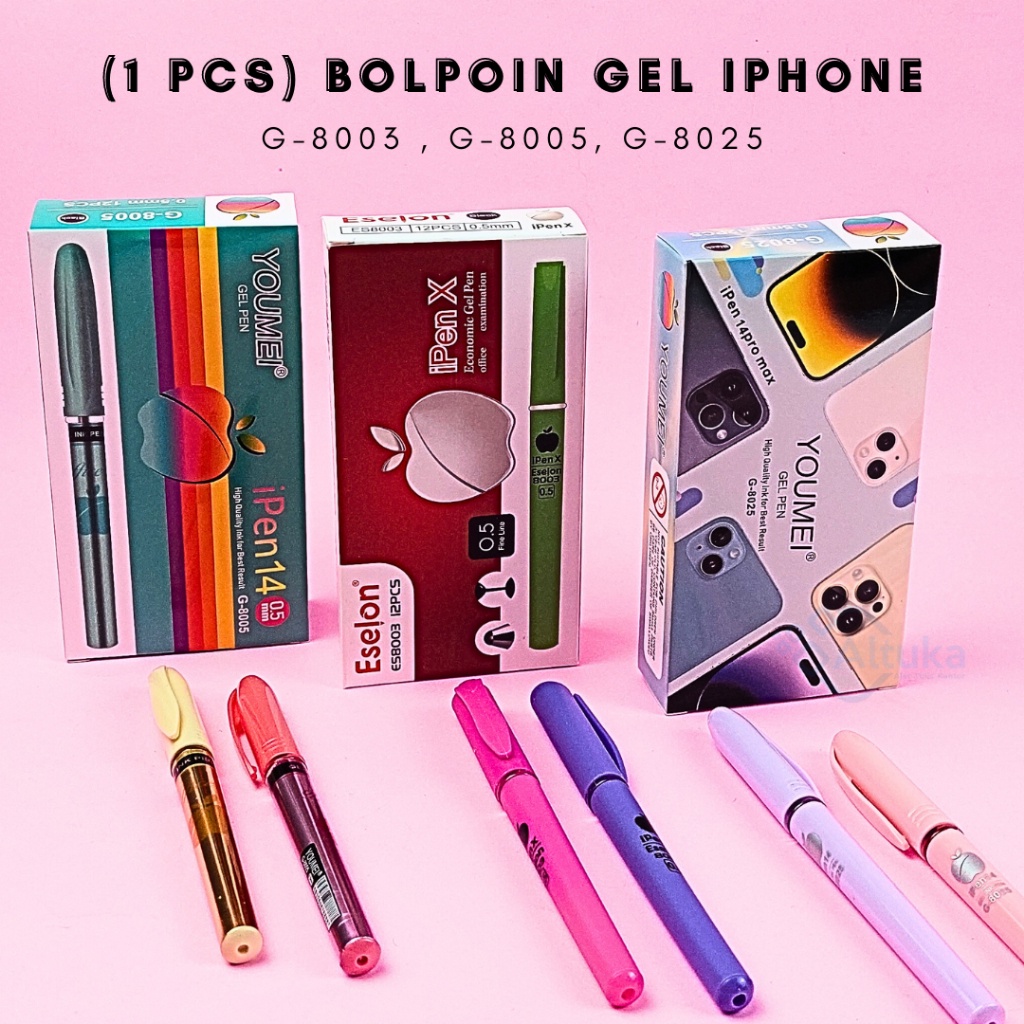 

(1 Pcs) Bulpen Gel Iphone / Ipen Youmei Tinta Hitam 0.5mm