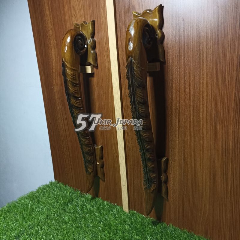 ( Daun 5 ) Handel handle pintu rumah besar model klasik bahan kayu jati ukir asli jepara murah