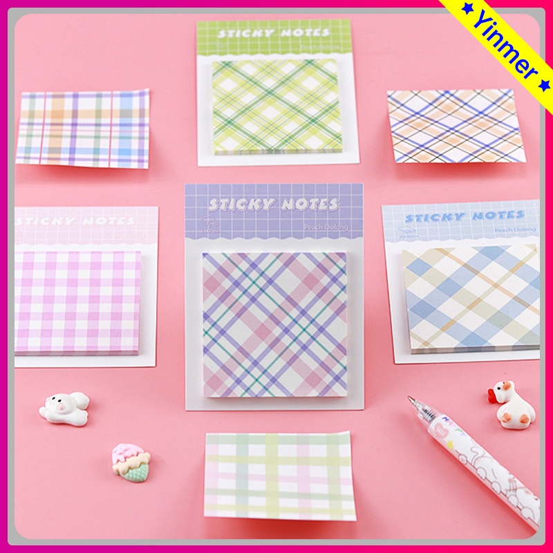 

COD✨Stiker Kotak-kotak， Gaya Sederhana Penghargaan， Siswa Kantor Memo Kecil Segar Portabel-Yinmer