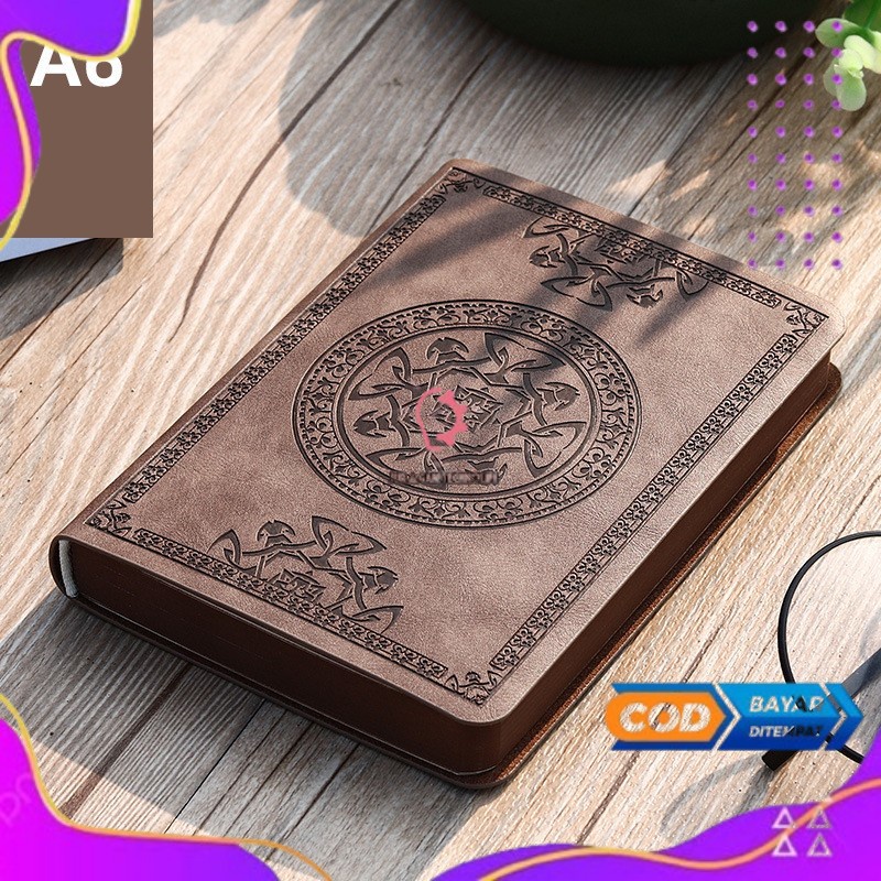 

Buku Catatan Jurnal Notebook Leather Cover Vintage Pattern A6 - WH-1564 - Brown - Termurah