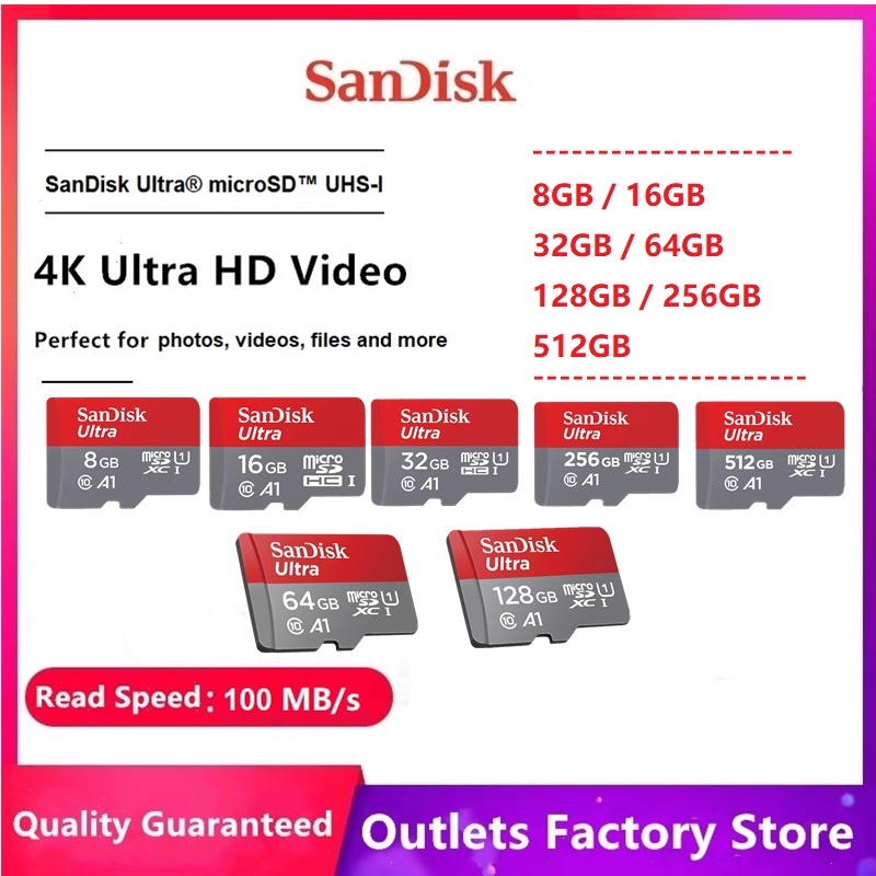 Memory card 8GB/16GB/32GB/64GB/128GB/256GB/512GB Memori Card Speed higga100Mbps Class 10 A1 ugen Kar