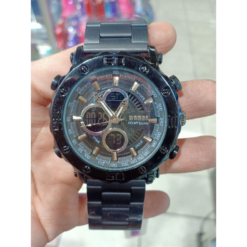 Jam Tangan Pria Double Time Rantai Stainless Skm