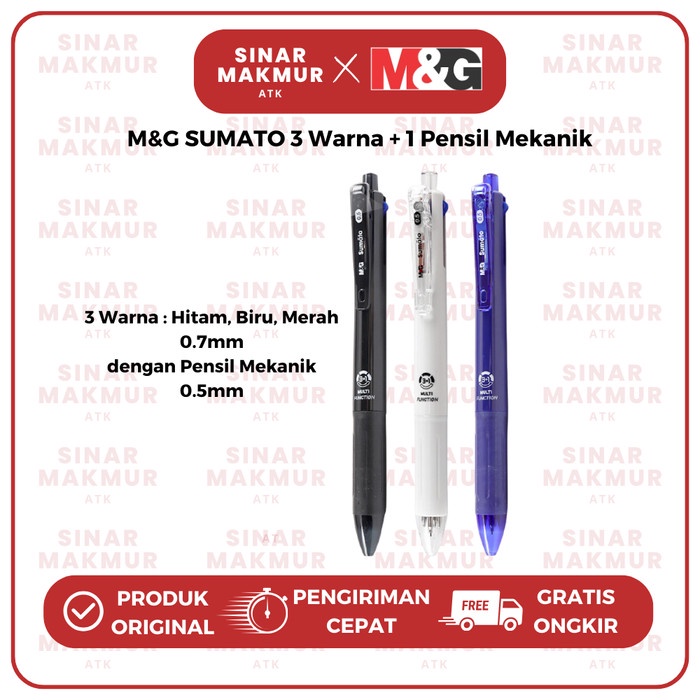 

3 in 1 Pen/Pena 3 Warna + Pensil Mekanik Multi Fungsi Sumato M&G (Pcs)