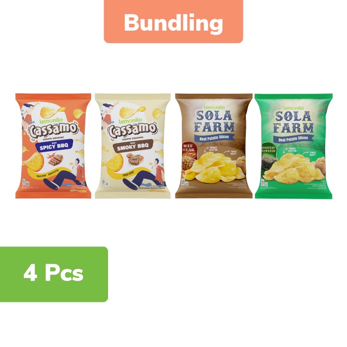 

4 Pcs Paket Lemonilo Cemilan Keripik Kentang & Singkong