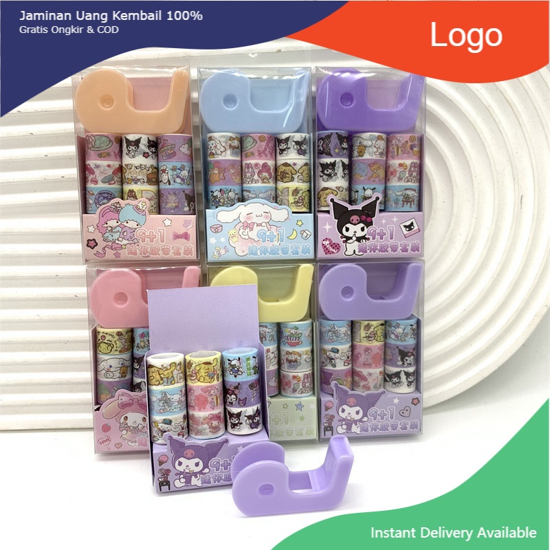 ( UNIQ )SL 9+1 SELOTIP KERTAS MINI SANRIO PLUS DISPENSER SELOTIP MINI TAPE  / SELOTIP MINI WASHI TAP