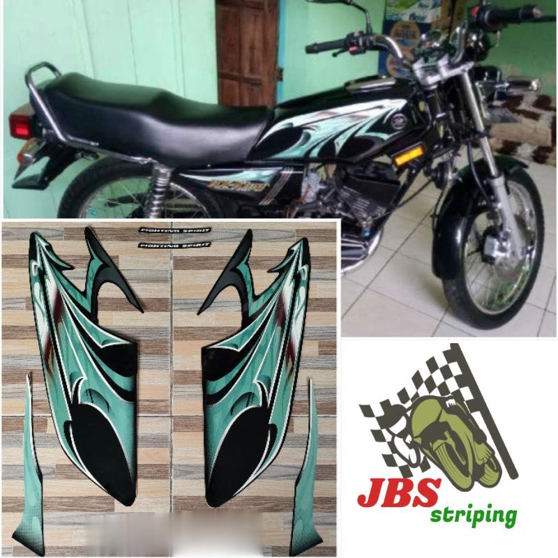 striping stiker original Yamaha RX KING hitam hijau tahun 2006 lis striping rx king