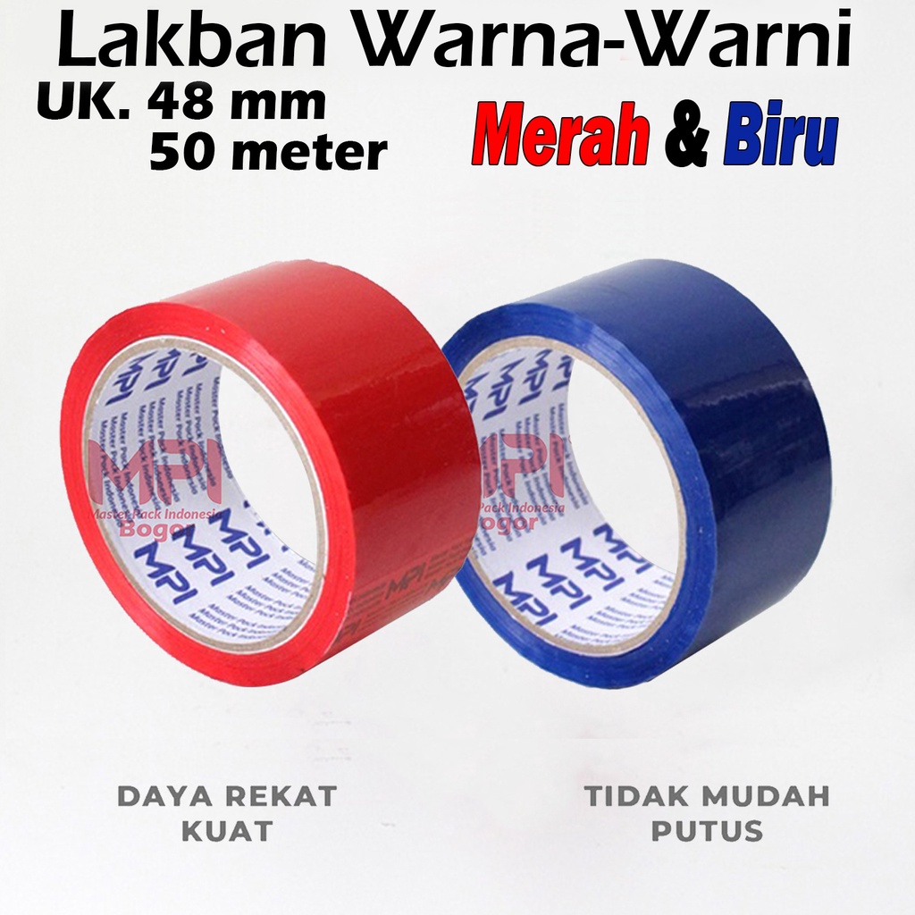 

Lakban MPI Warna Merah + Warna Biru 48 mm x 50 Meter - Lakban Warna - Warni