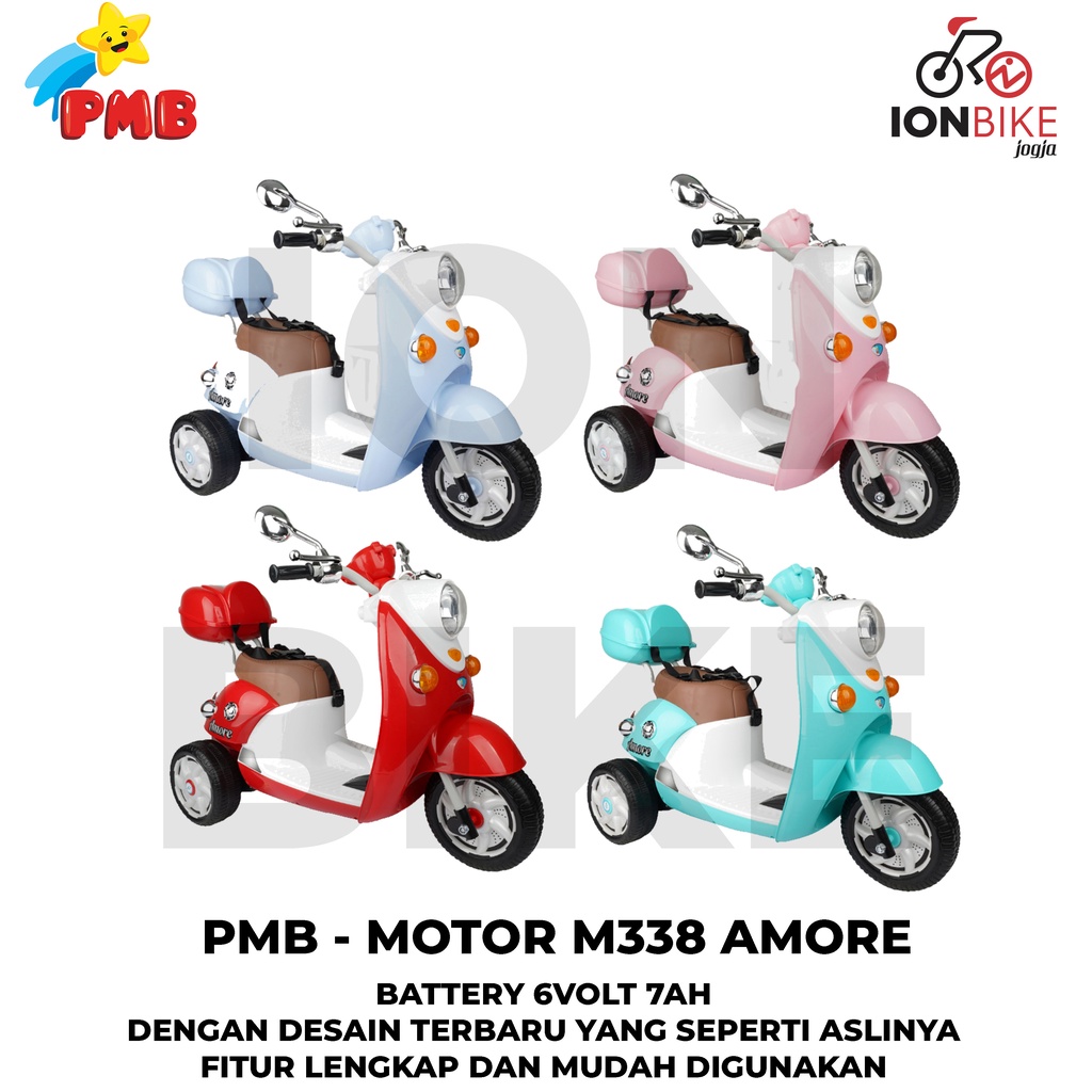 Mainan Motor Aki Anak PMB M 338 Vespa Musik Elektrik M338 Motoran Listrik NMAX Scoopy PCX CBR Murah