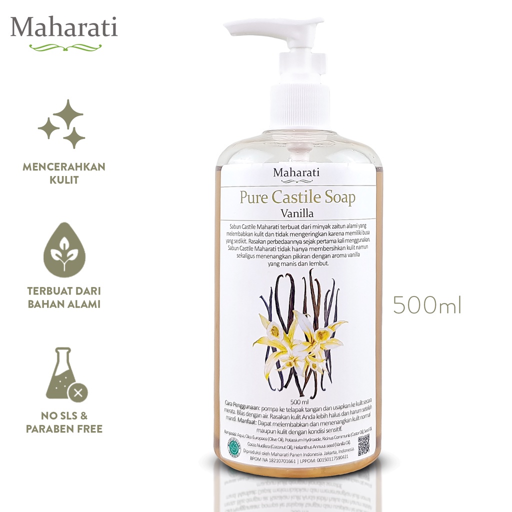 Maharati Castile Soap Vanilla 500ml Maharati