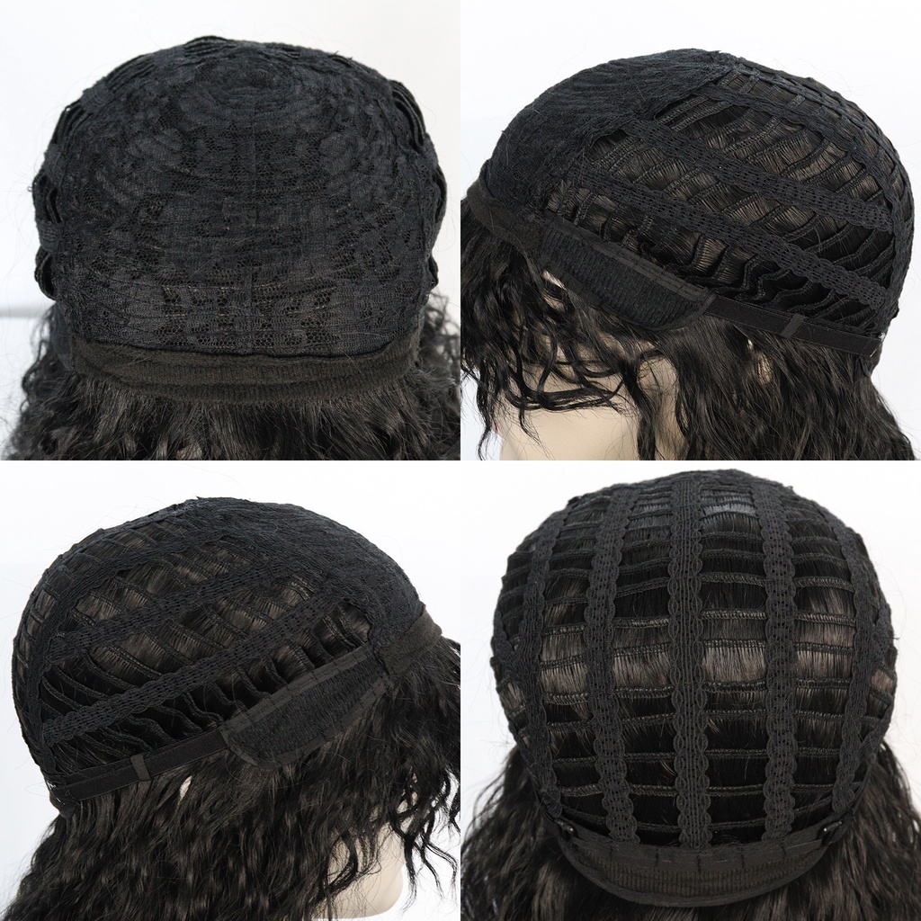 YU8 WRocker Punk WKribo WBrokoli Rambut Palsu Keriting Panjang Pria Wanita Pesta Cosplay Halloween