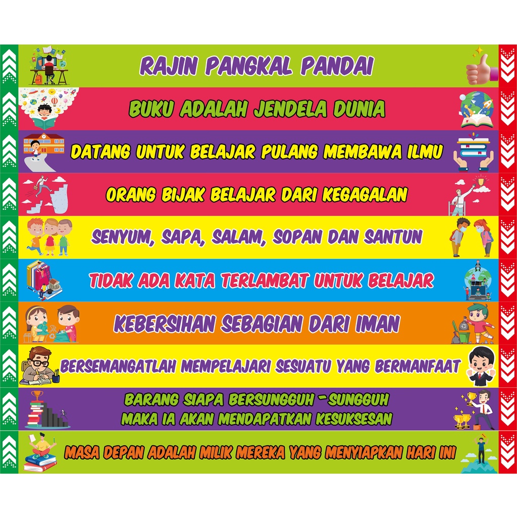 Stiker Tangga Sekolah Kata-Kata Mutiara (Bisa Custom Tulisan) (Panjang 155 cm s.d 185 cm)