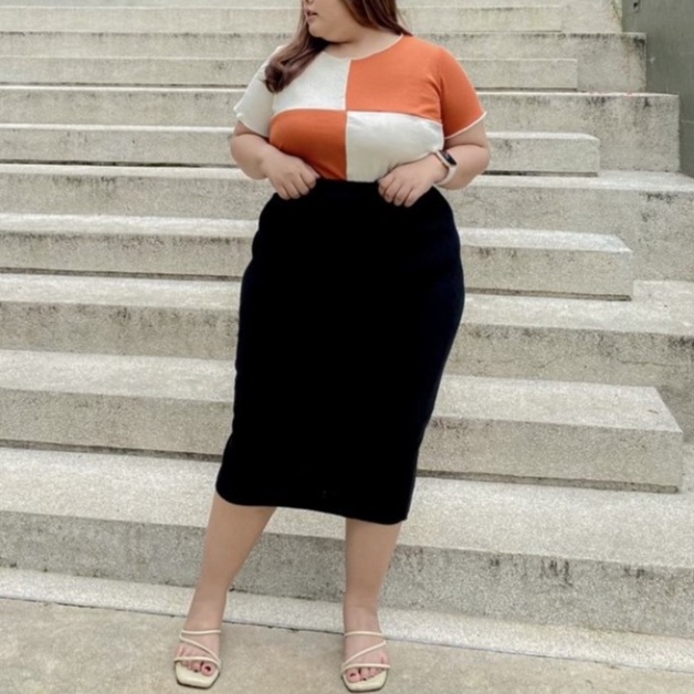 AIS | Senna Skirt Jumbo - Bawahan Rok Span Midi 3/4