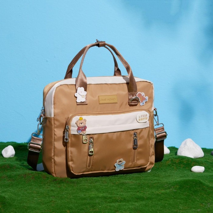 Umcuu Shop Winnie backpack Jims Honey tas ransel dan selempang anak wanita  Apricot
