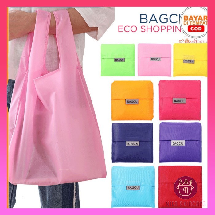 Tas Belanja Lipat Polos Bagcu Shopping Bag Lipat Kantong Belanja Multifungsi