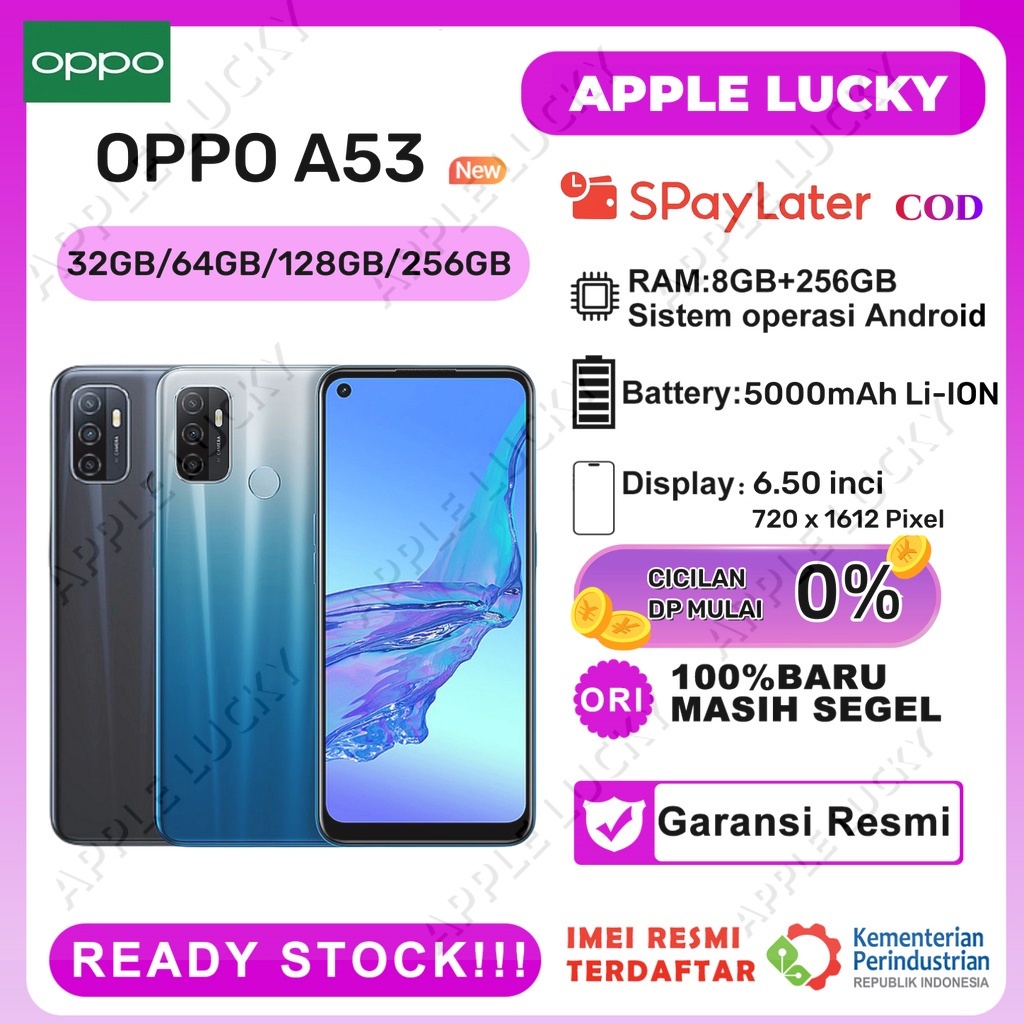 OPPO A53 RAM 8/256GB 5000 MAH Handphone HP oppo murah cuci gudang Ready Smartphone Indonesia ORIGINAL