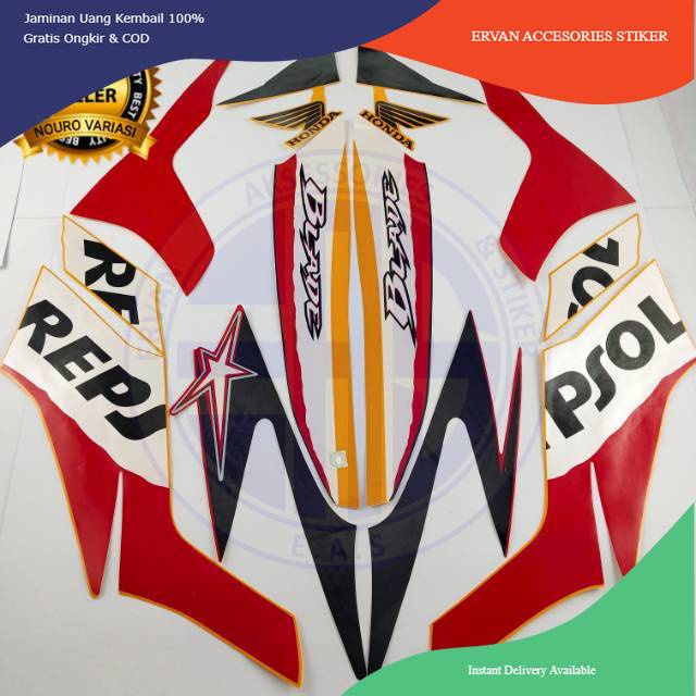 striping honda blade 110 r 2009 repsol list body standar berkualitas