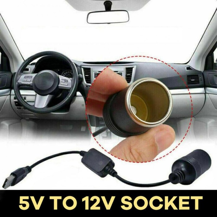 Soket Converter USB 5V ke 12V Mobil Power Female Plug