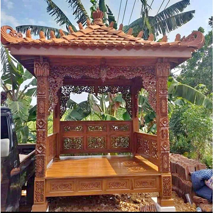 FREE ONGKIR JFS gazebo kayu jati ukiran 2x2 / gazebo ukir jepara / saung ukir