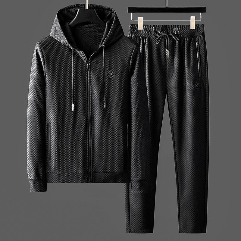 Light luxury high-end spring trendy brand fashionable embroidery casual cardigan set for men