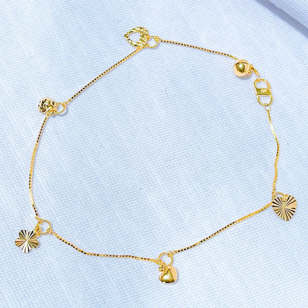 Rantai kaki anak dan dewasa emas asli kadar 700 70 16k gelang tali itali padat kuat charm love ukir 