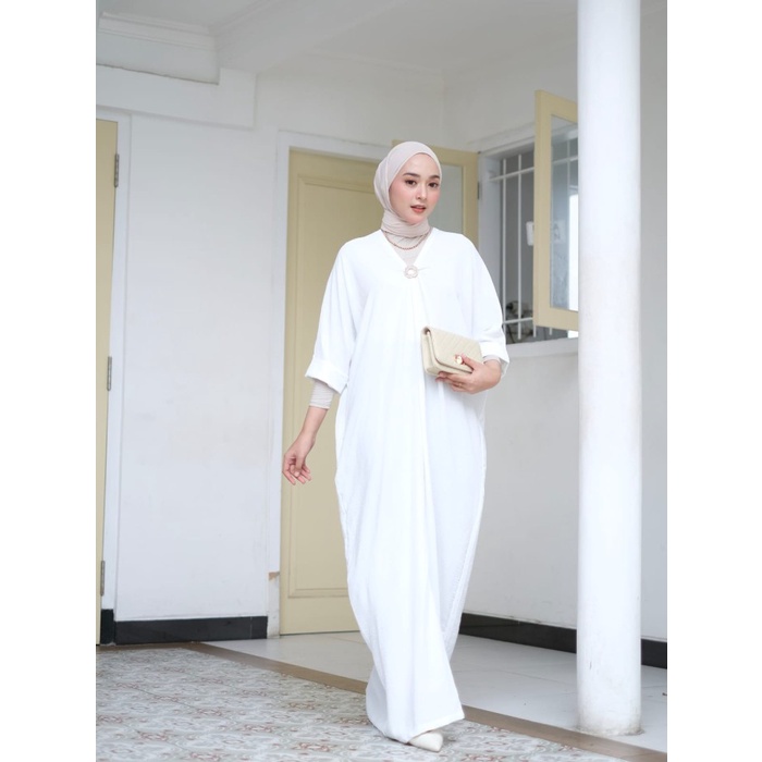 Gamis Kaftan Modern Crinkle Dress Muslim Wanita  zaina - sage