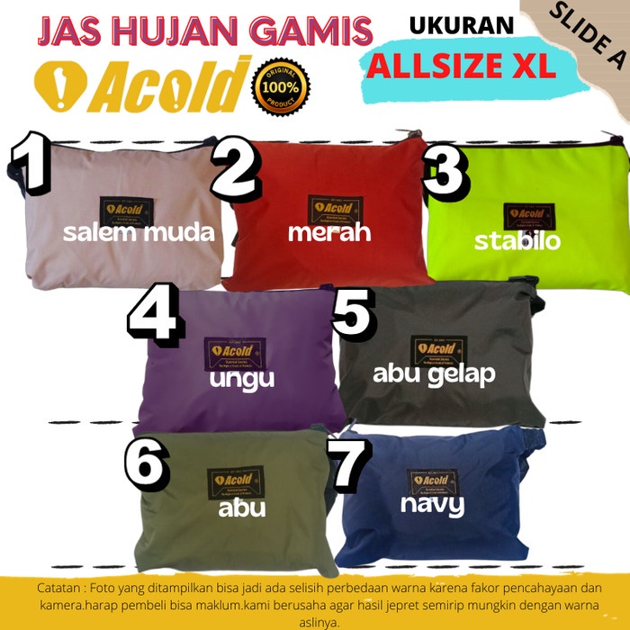Jas Hujan Acold Model Gamis /Hijab - XL, NO 4