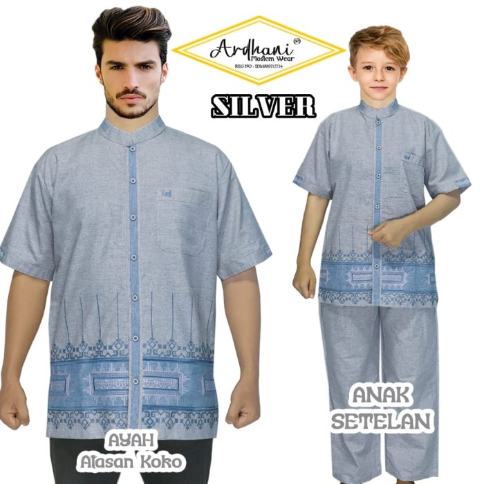 Baju Koko Couple Ayah dan Anak  Shakeil By Ardhani 2024 - BIRU WARDAH, M