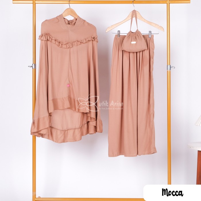 Mukena Anak Perempuan 10 6 5 4 Tahun Bahan Rayon Model   - Mocca, Anak 1