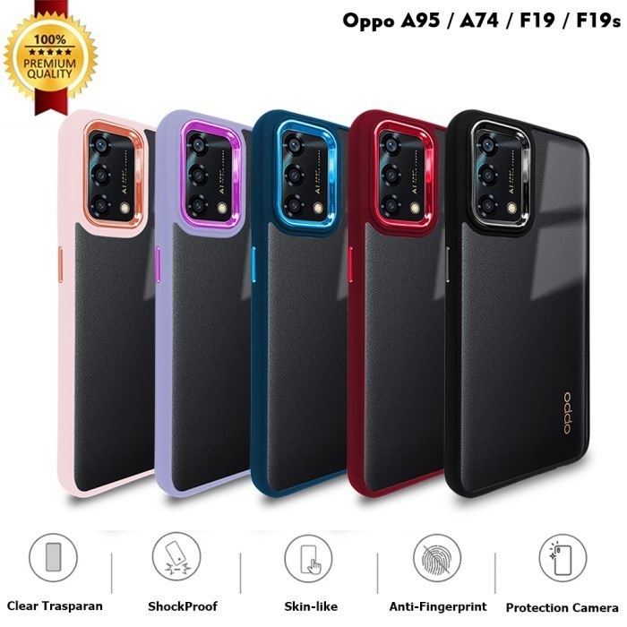 Pelindung Hp Casing  Case Oppo A74 Hybrid Chrome Clear Softcase Ori