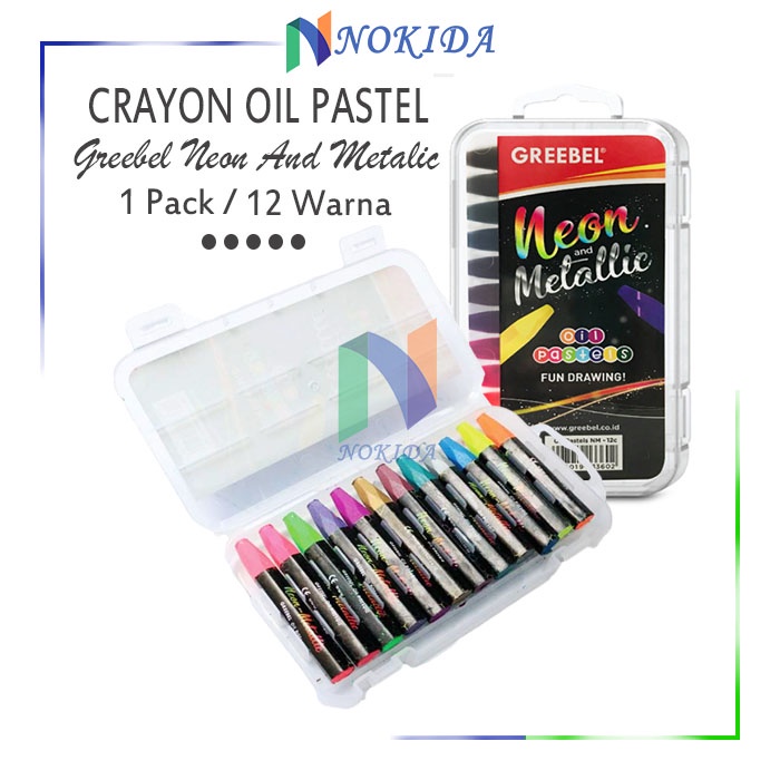 

Nokida Crayon Greebel Neon And Metalic / Krayon Minyak Oil Pastel / Perlengkapan Melukis Anak