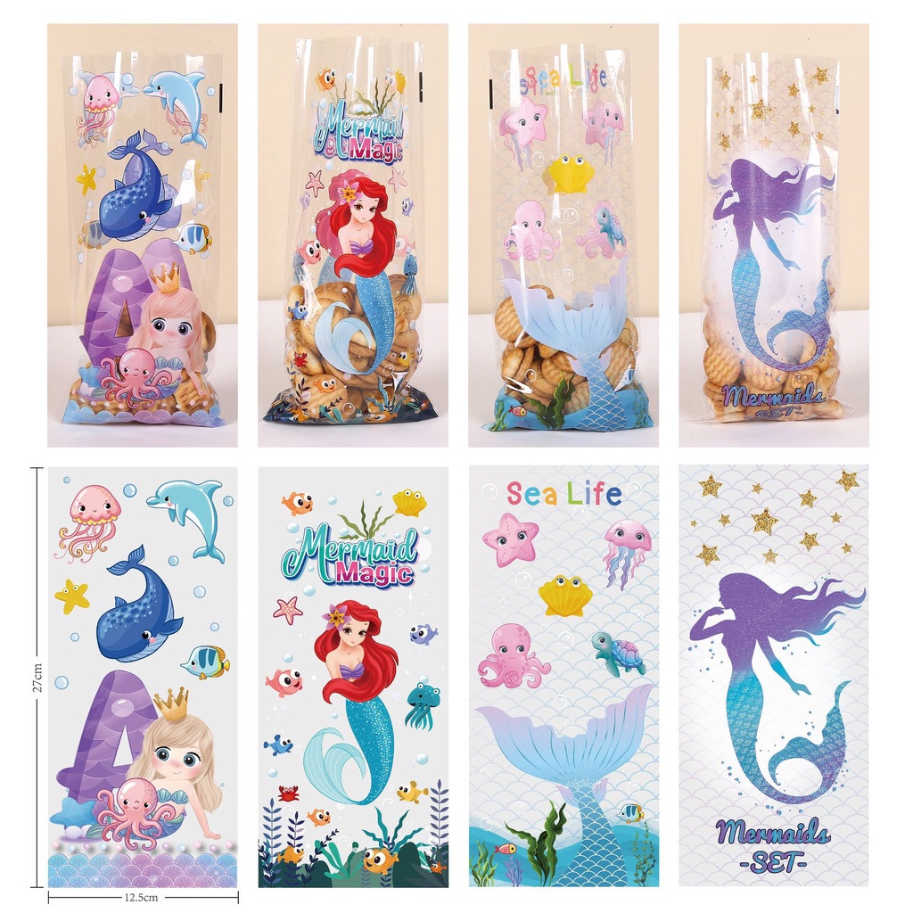 

(Gucin) PLASTIK SNACK ULANG TAHUN / PLASTIK KUE UNIICORN MERMAID / COOKIES BAG