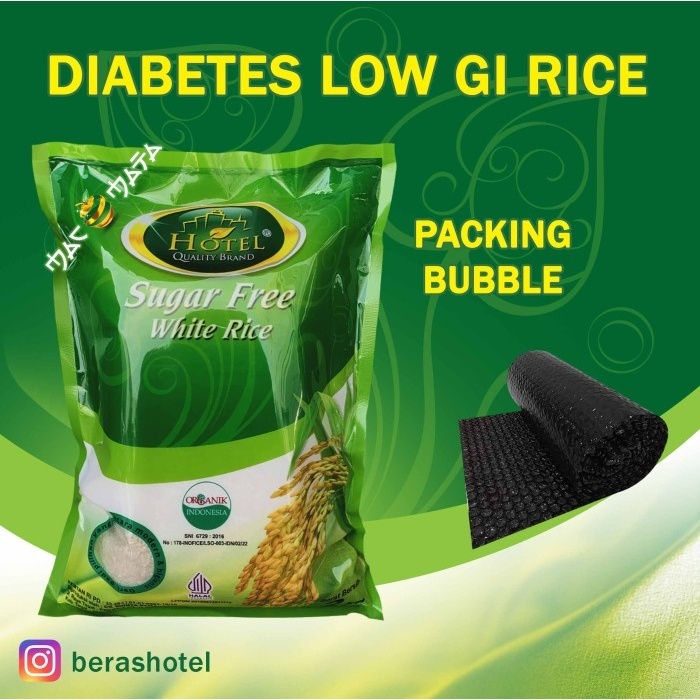 

Ready Sugar Free White Rice HOTEL - Beras DIABETES Index Glikemik Rendah - PACKING BUBBLE