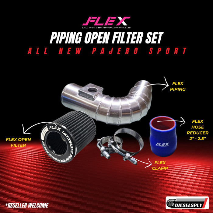 Flex Piping Open Filter Set All New Pajero Sport + Flex Open Filter