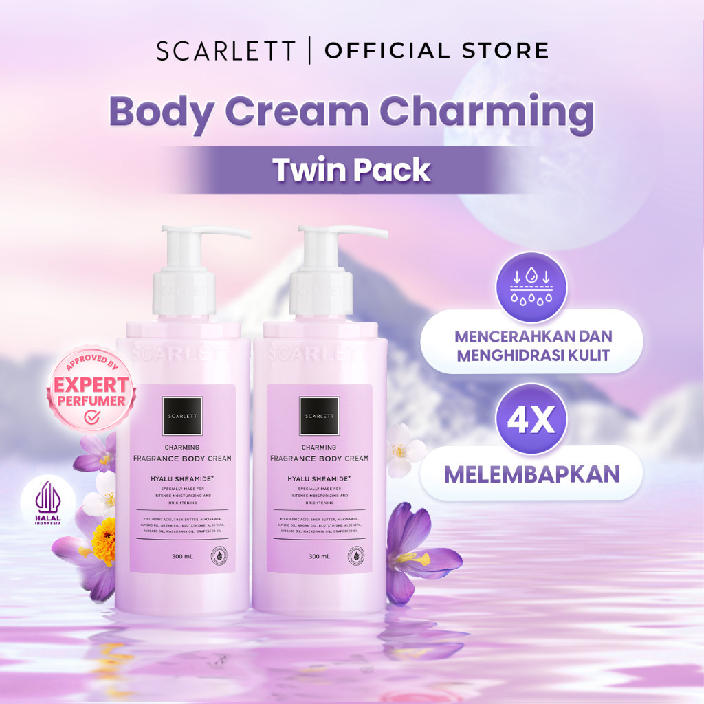 Scarlett 2Pcs Dua Botol Whitening Body Cream Charming Twin Pack Melembabkan dan Mencerahkan Skincare