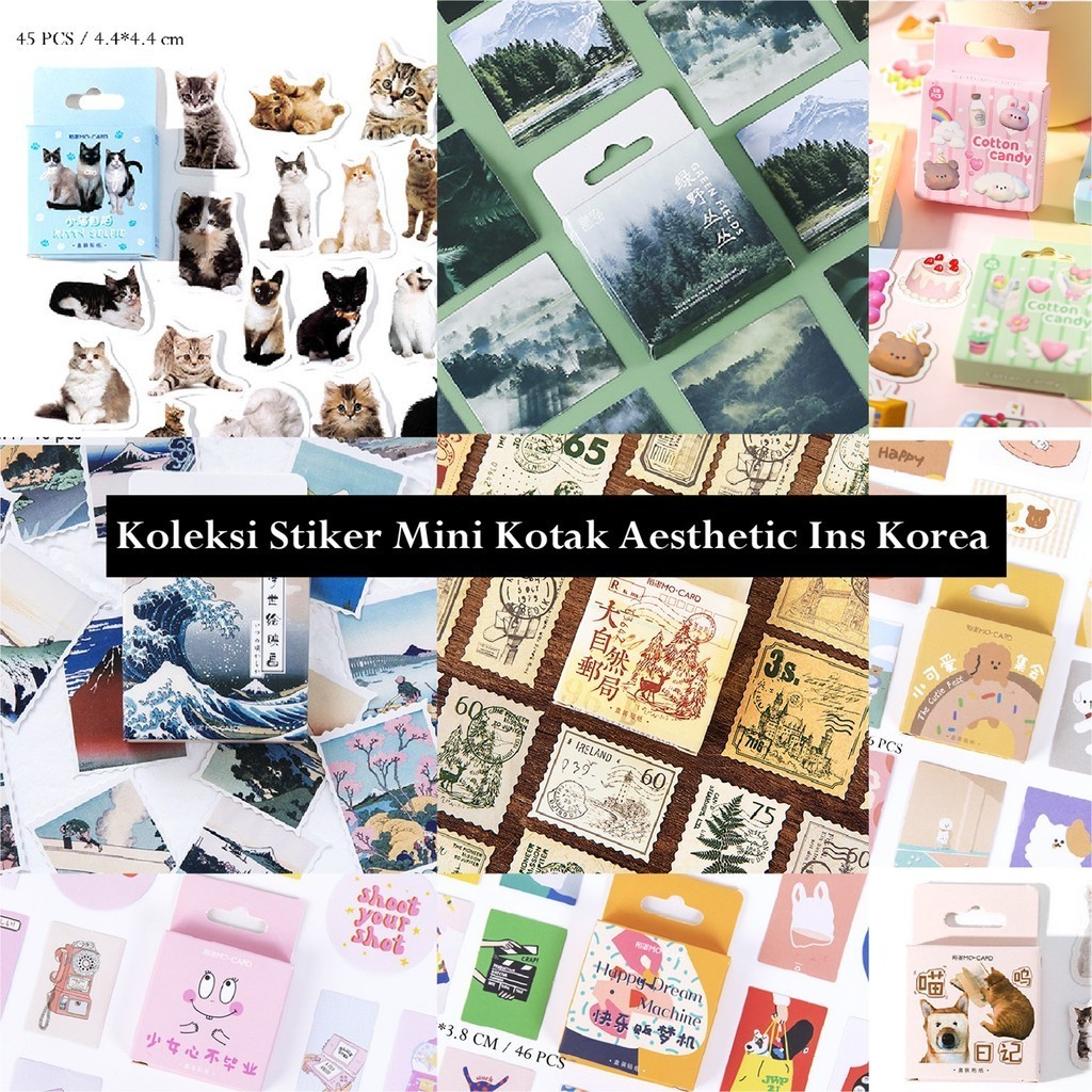 

[Nokai Space] 40-46 PCS Mini Stiker Box / Kotak Stiker Kecil Ins Korea Lucu Aesthetic Pemandangan Animal