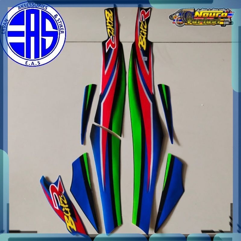 Stiker Striping Kawasaki Blitz R BlitzR biru stiker Lis body motor standar  bagus