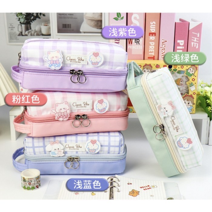 

tempat pensil korean style pencil case multifungsi kado ultah - Ungu