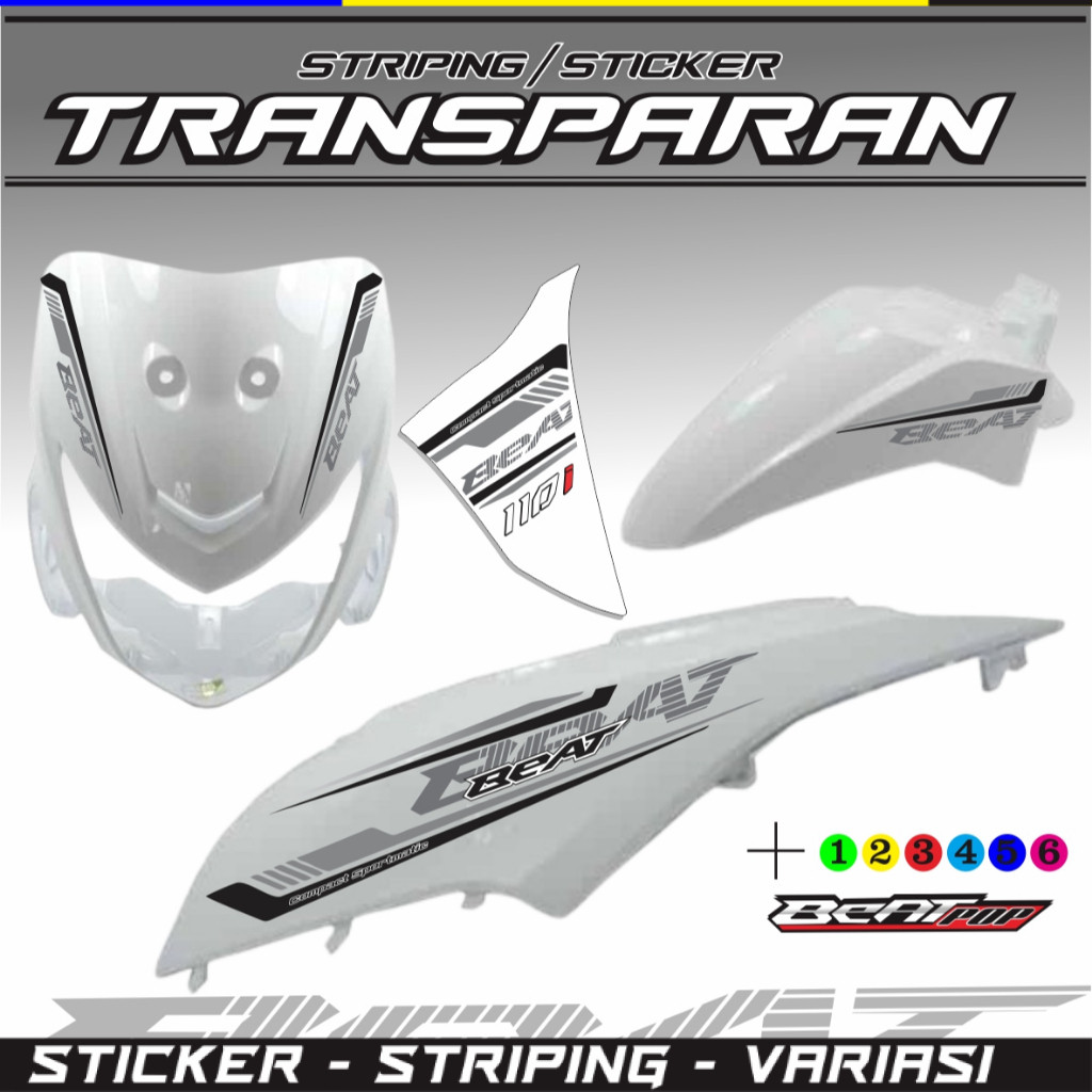 STRIPING STICKER TRANSPARAN UV MOTOR HONDA BEAT POP POLET SIMPLE V7 STRIPING TERLARIS MOTIF
