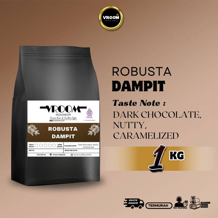 

READY STOCK!!! Kopi Robusta Fine Dampit Petik Merah 1KG | Roasted Bean |Bubuk - 1000gr, Biji Matang