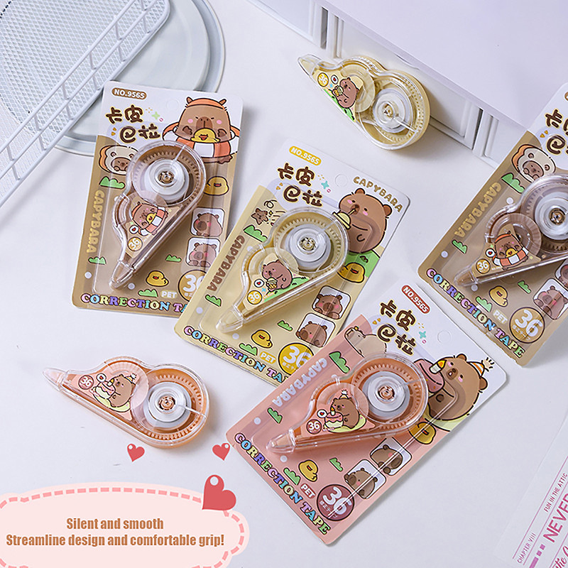 

Cute Capybara Cartoon White Corrector Correction Tape Decoration Stickers Stationery Gift Student Stationery Office Supplies