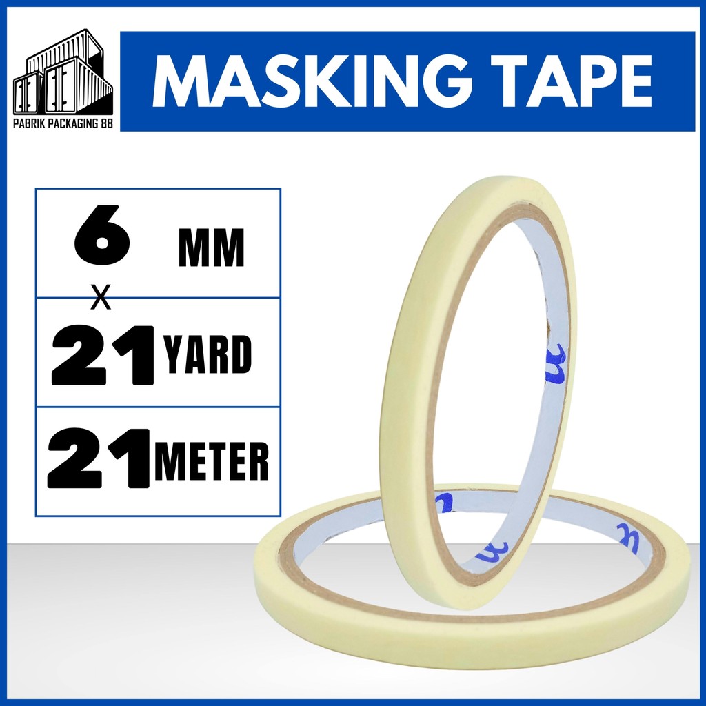 

Masking Tape Lakban Isolasi Kertas 6MM 21M 25Y 25 Yard Bukan Nichi Serbaguna High Quality