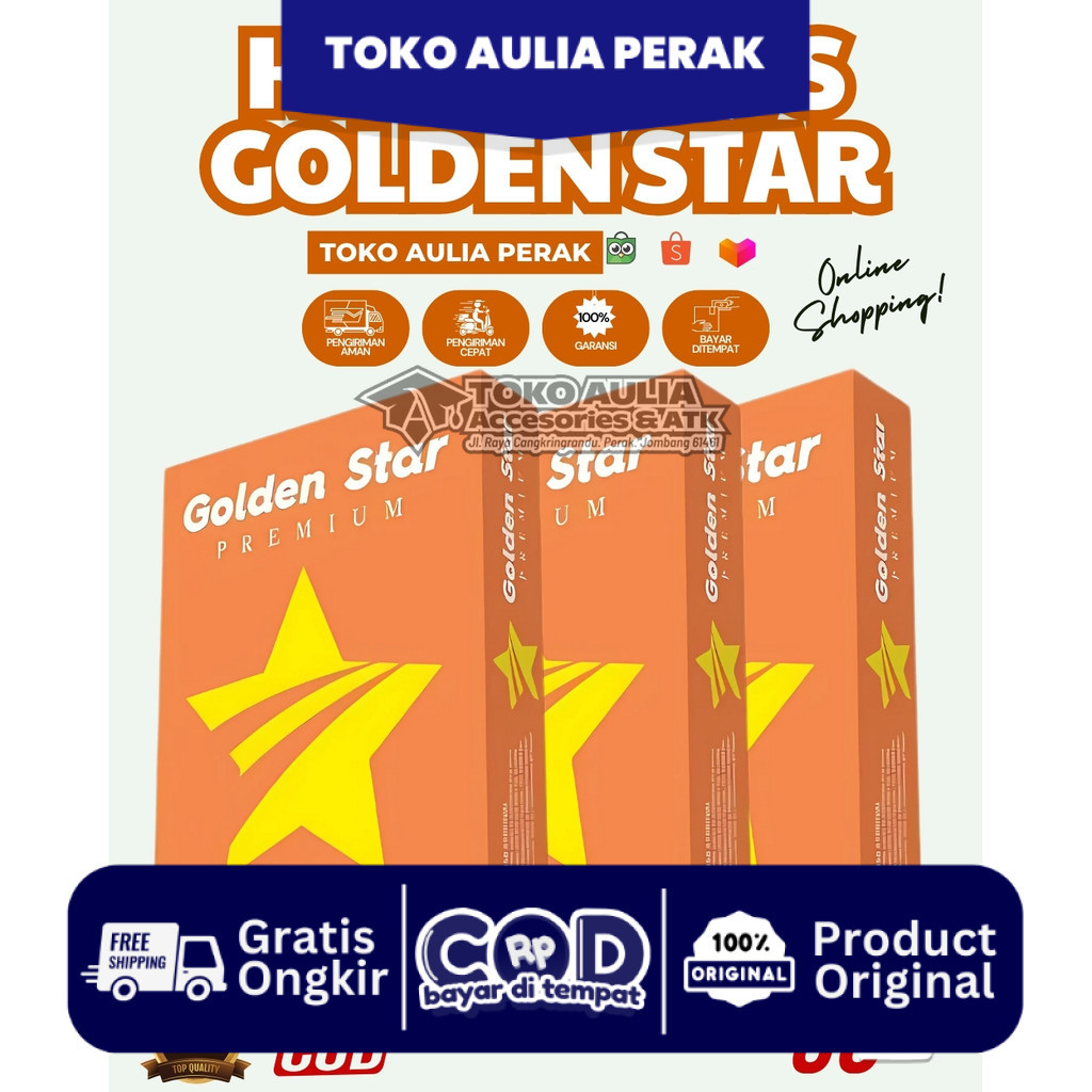 

KERTAS HVS TERMURAH 1 RIM 500 LEMBAR GOLDEN STAR/ A4 70 gr/70 gsm/70gram/GOLDEN STAR