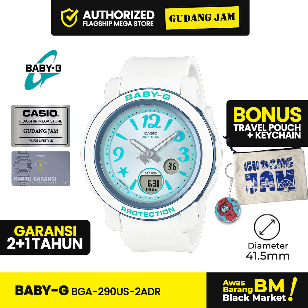 Baby-G Wanita BGA-290US-2ADR BGA-290US-2A BGA-290US BGA290US  Blue White