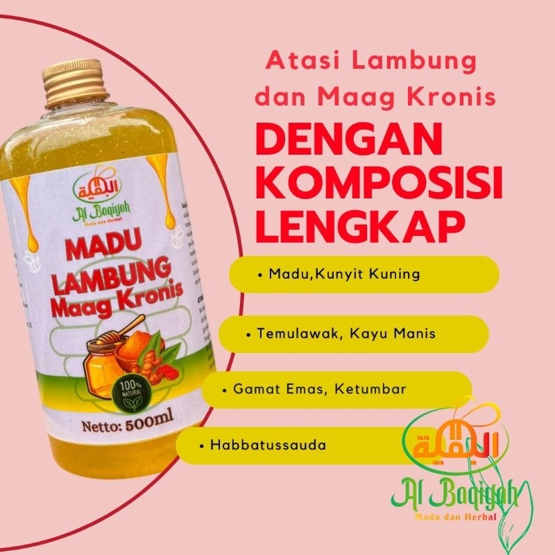 

Madu Lambung Al Baqiyah 500ml – Herbal Alami Ampuh untuk Maag Kronis, Asam Lambung, dan GERD