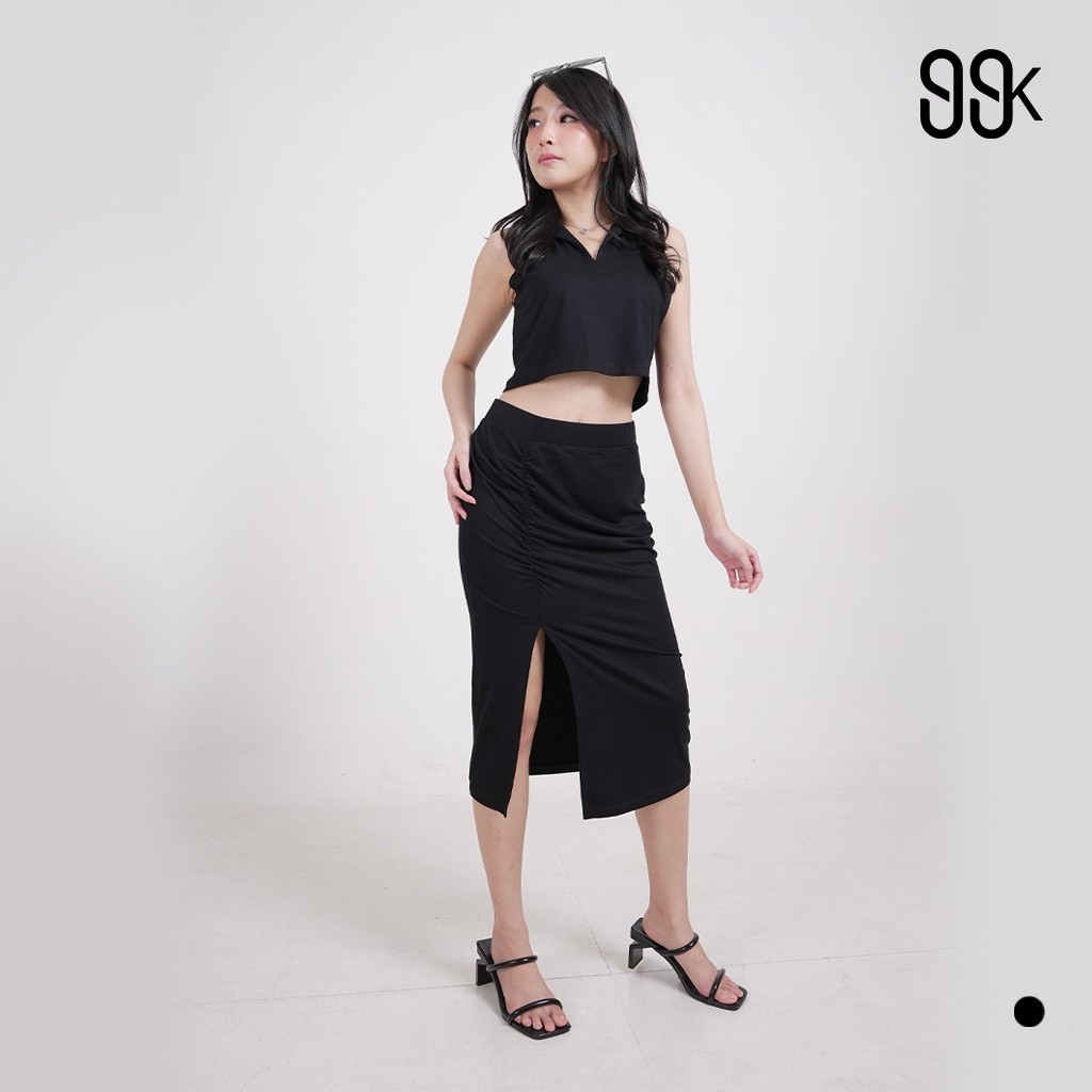LSTR | 99kOUTLET One Set Dress Sleeveless V Neck Crop Top & Split Midi Skirt 1368 (S/M/L/XL)