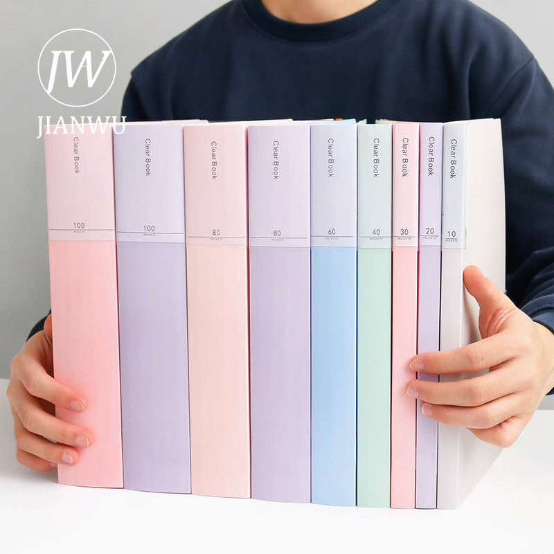 

JIANWU A4 Morandi File Bag 100 Pages Data Book Large Capacity File Folder Portfolio Office Stationery