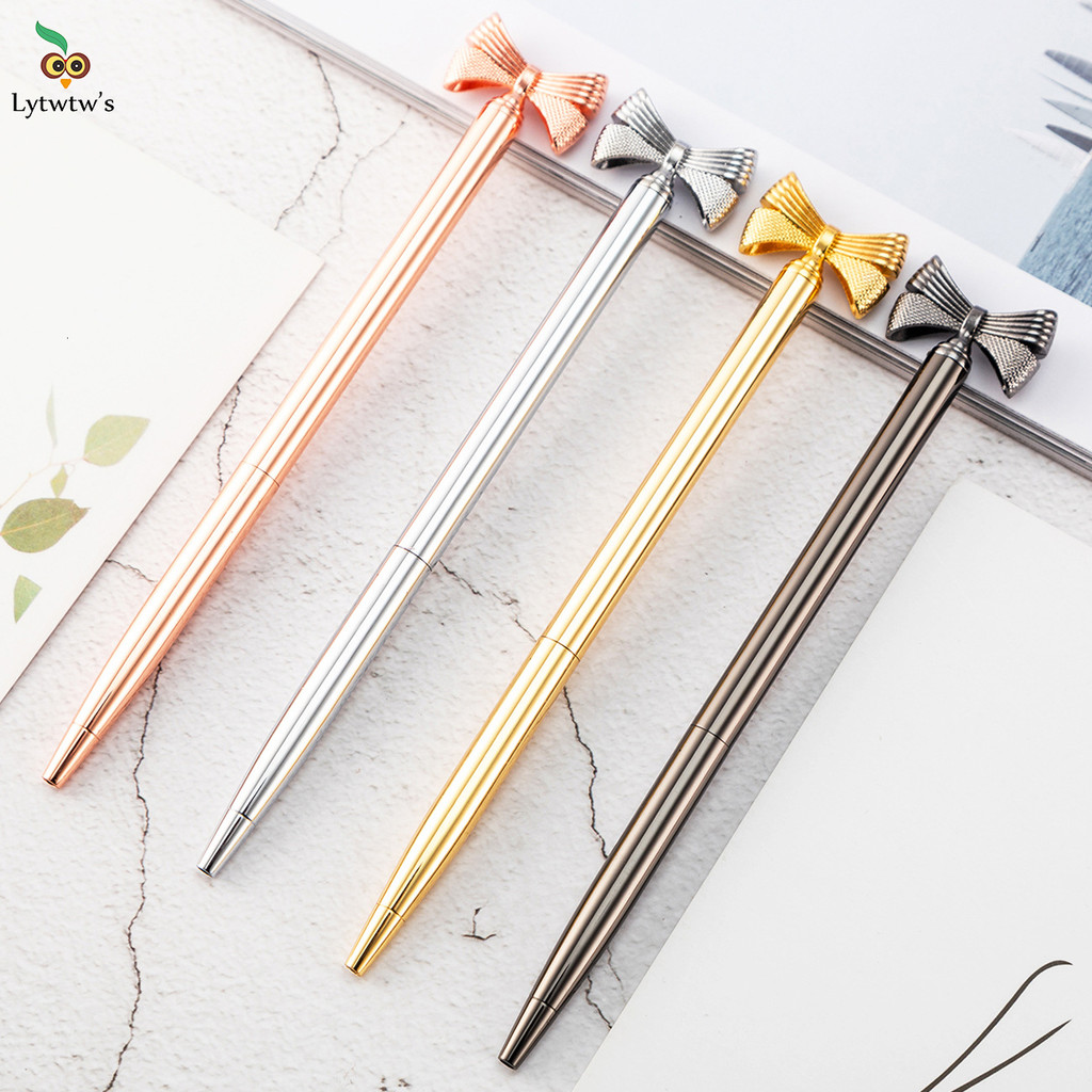 

1 Pcs kawaii Ballpoint Pen School Office Supply Stationery Novel Cute Bow Metal luxury brand high quality spinning wedding sweet