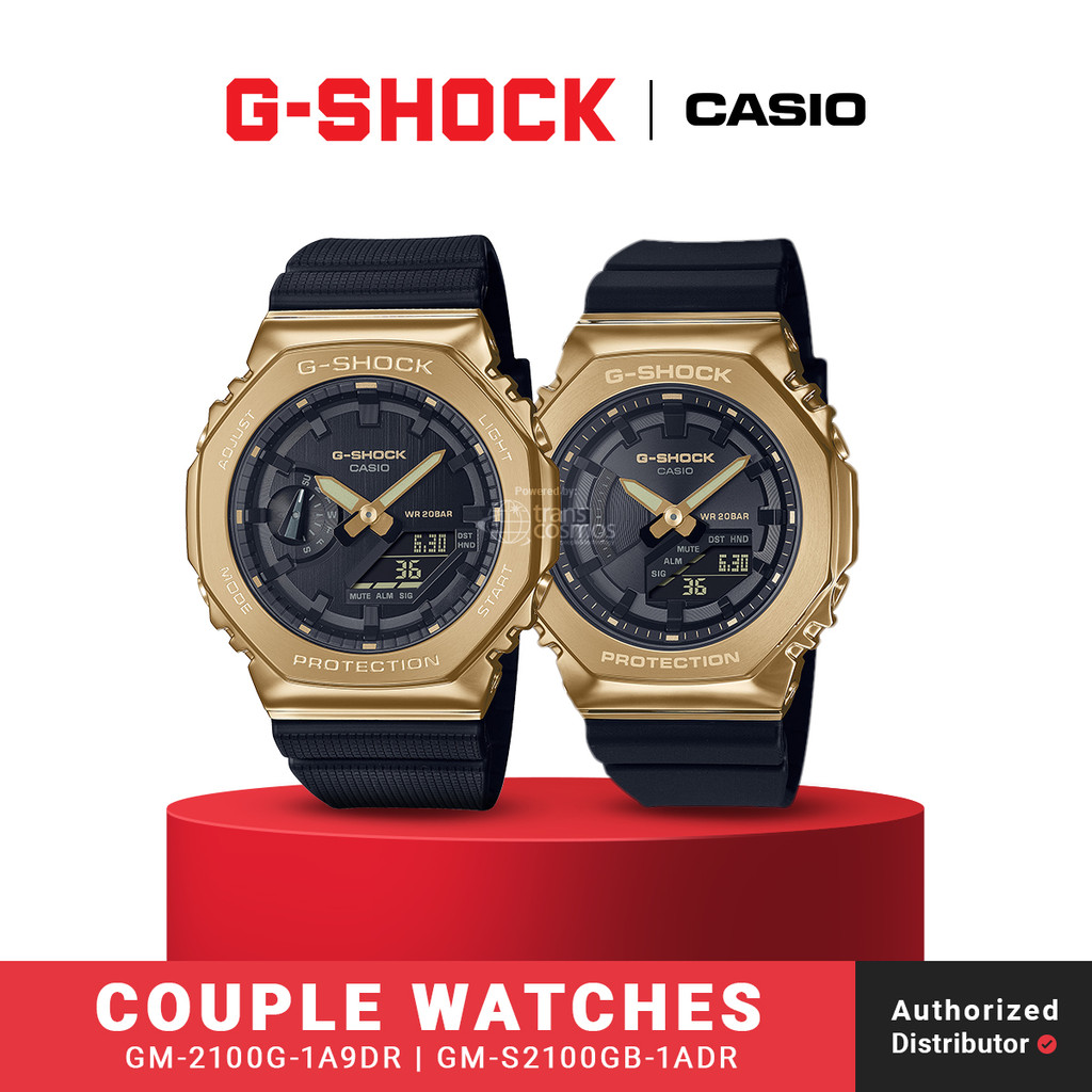 Jam Tangan Couple G-Shock GM-2100G-1A9DR x GM-S2100GB-1ADR Original Analog Digital Stainless Steel G