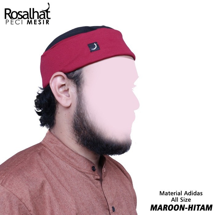 [Terbaru 2025] PECI MESIR - HITAM MERAH / ROSAL HAT/ PECI PAKISTAN / TOPI MUSLIM - maroon-hitam